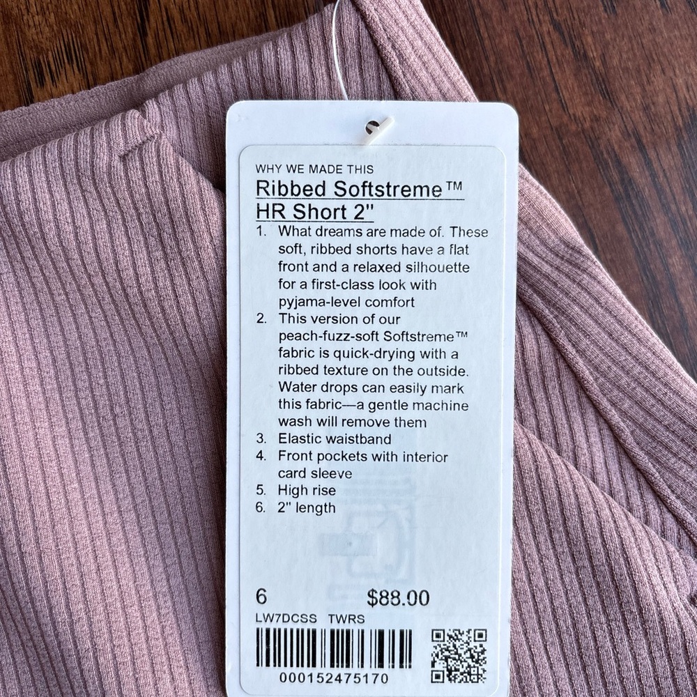 lululemon athletica High-Waist Ribbed Shorts in Blush Pink - Picture 2 of 4